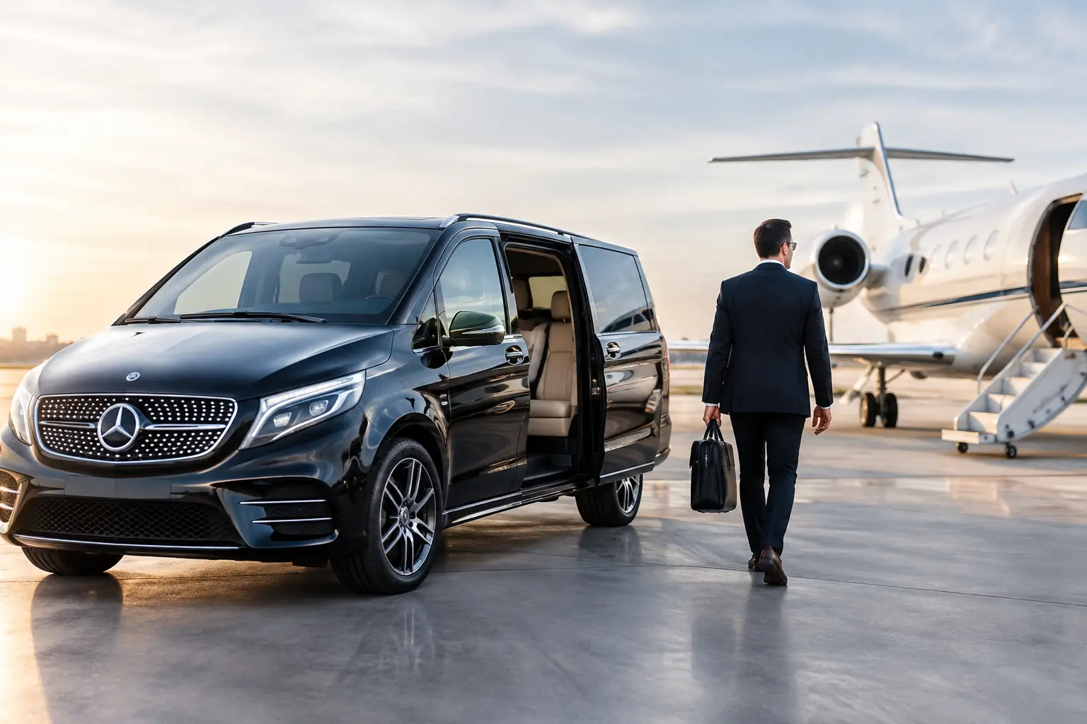 Navette aéroport entreprise haut de gamme